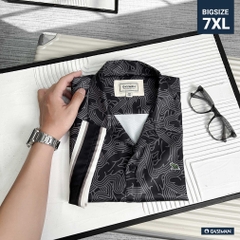 Sơ Mi Cuban Lụa Băng Họa Tiết Monobear Đen