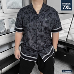 Sơ Mi Cuban Lụa Băng Họa Tiết Monobear Đen