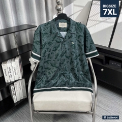 Sơ Mi Cuban Lụa Băng Họa Tiết Monobear Xanh Lá