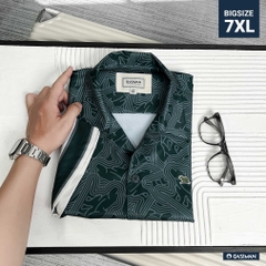 Sơ Mi Cuban Lụa Băng Họa Tiết Monobear Xanh Lá