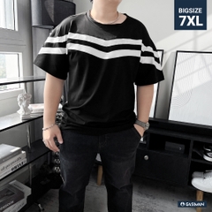 Áo Thun Bigsize Màu Đen phối chữ V Màu Trắng