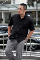 Áo Sơ mi Big size Flex Co giãn 4 chiều màu Đen
