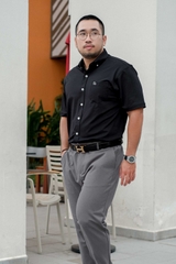 Áo Sơ mi Big size Flex Co giãn 4 chiều màu Đen