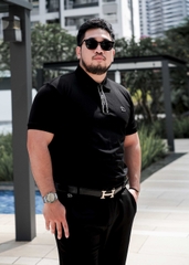 Polo Big Size Đen phối Trụ ẩn in Gasiman