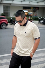 Polo Big size Royal Sailor Monogram Màu Kem