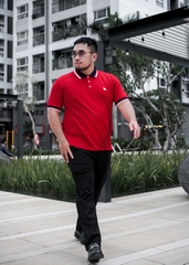 Áo Polo Bigsize Màu Đỏ Thêu Gấu Phối cổ 3 màu