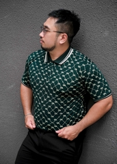 Polo BigSize Royal Sailor Monogram Màu Xanh Rêu