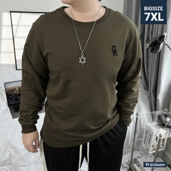 Áo Thun Tay dài Bigsize Thêu GA Màu Xanh rêu