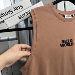 Áo Ba Lỗ Bigsize Hello World Màu Cam đất