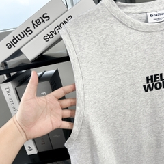 Áo Ba Lỗ Bigsize Hello World Màu Xám Hạt Tiêu
