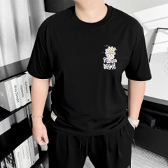 Áo thun Gasi Đen Hoa cúc sơn