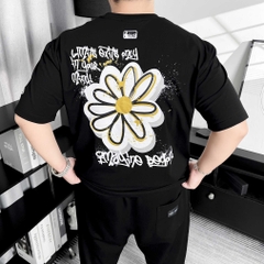Áo thun Gasi Đen Hoa cúc sơn