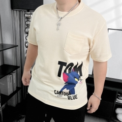 Áo Thun Big size Có Túi In Tom & Jerry Màu Kem