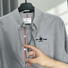 Áo Sơ Mi Bigsize Fold Tay dài Thêu con Ngựa Màu Xám