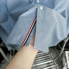 Áo Sơ Mi Bigsize Fold Tay dài Thêu con Ngựa Màu Xanh biển