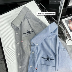 Áo Sơ Mi Bigsize Fold Tay dài Thêu con Ngựa Màu Xám
