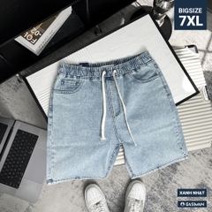 Quần ngắn Jean lưng thun Bigsize Màu Xanh nhạt basic