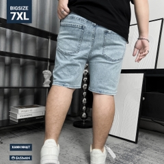 Quần ngắn Jean lưng thun Bigsize Màu Xanh nhạt basic