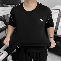 Áo thun Thể thao Big size Phối viền vai Màu Đen