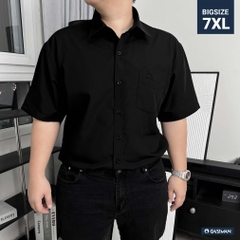 Áo Sơ Mi Bigsize Tay ngắn có Túi Logo thêu Gấu Màu Đen