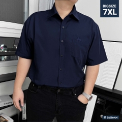 Áo Sơ Mi Bigsize Tay ngắn có Túi Logo thêu Gấu Màu Xanh đen