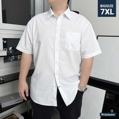 Áo Sơ Mi Bigsize Tay ngắn có Túi Logo thêu Gấu Màu Trắng
