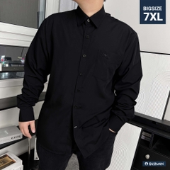 Áo Sơ Mi Bigsize Tay dài có Túi Logo thêu Gấu Màu Đen