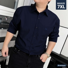 Áo Sơ Mi Bigsize Tay dài có Túi Logo thêu Gấu Màu Xanh đen