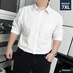 Áo Sơ Mi Tay dài Bigsize có Túi Logo Thêu Gấu Màu trắng