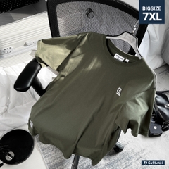 Áo thun Bigsize Thêu logo GA Xẻ tà Màu Xanh rêu