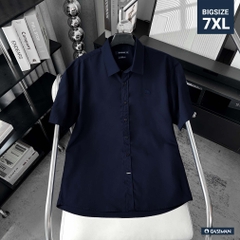 Áo Sơ Mi Tay ngắn Bigsize Trơn Logo thêu Gấu Màu Xanh đen