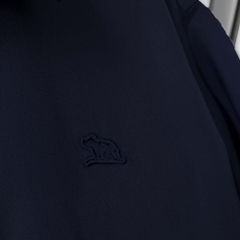 Áo Sơ Mi Tay ngắn Bigsize Trơn Logo thêu Gấu Màu Xanh đen