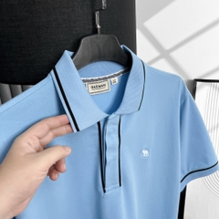 Áo Polo Bigsize Cổ Trụ phối Viền giấu nút Màu Xanh biển