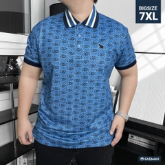 Áo Polo Bigsize Hoạ tiết Monogram GASIMAN Màu Xanh biển