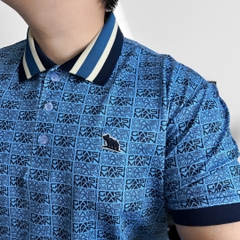 Áo Polo Bigsize Hoạ tiết Monogram GASIMAN Màu Xanh biển