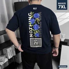 Áo Thun GASI Xanh Đen In Hoa Hồng Xanh