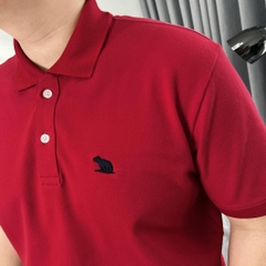 Áo Polo Bigsize Thêu con Gấu Màu Đỏ tươi