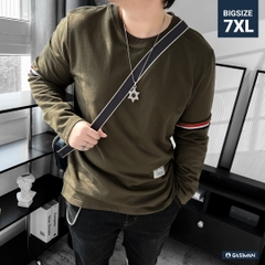 Áo Thun Tay dài Bigsize Phối tay Màu Xanh rêu