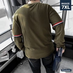 Áo Thun Tay dài Bigsize Phối tay Màu Xanh rêu