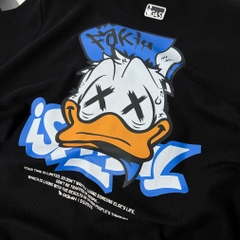 Áo Thun Big size có Túi In Vịt Donald Màu Đen