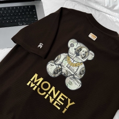 Áo Thun Big size có Túi In Gấu Money Màu Nâu