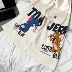 Áo Thun Big size Có Túi In Tom & Jerry Màu Kem