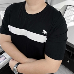 Áo thun Thể thao Phối Line ngực Mè vuông nhí Màu Đen