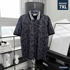 Áo Polo Big size Họa tiết Gấu Phối Bo màu Đen