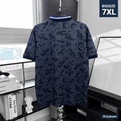 Áo Polo Big size Họa tiết Gấu phối Bo màu Xanh đen