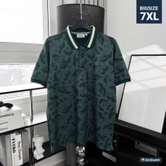 Áo Polo Big size họa tiết Gấu Phối Bo màu Xanh rêu