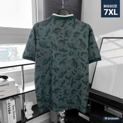 Áo Polo Big size họa tiết Gấu Phối Bo màu Xanh rêu