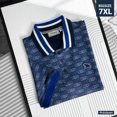 Áo Polo Bigsize Hoạ tiết Monogram GASIMAN Màu Xanh đậm