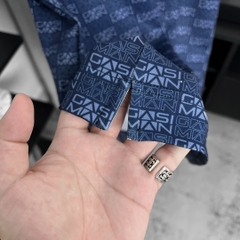 Áo Polo Bigsize Hoạ tiết Monogram GASIMAN Màu Xanh đậm