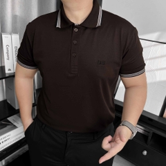 Áo Polo Big size Thêu logo GASI Màu Nâu